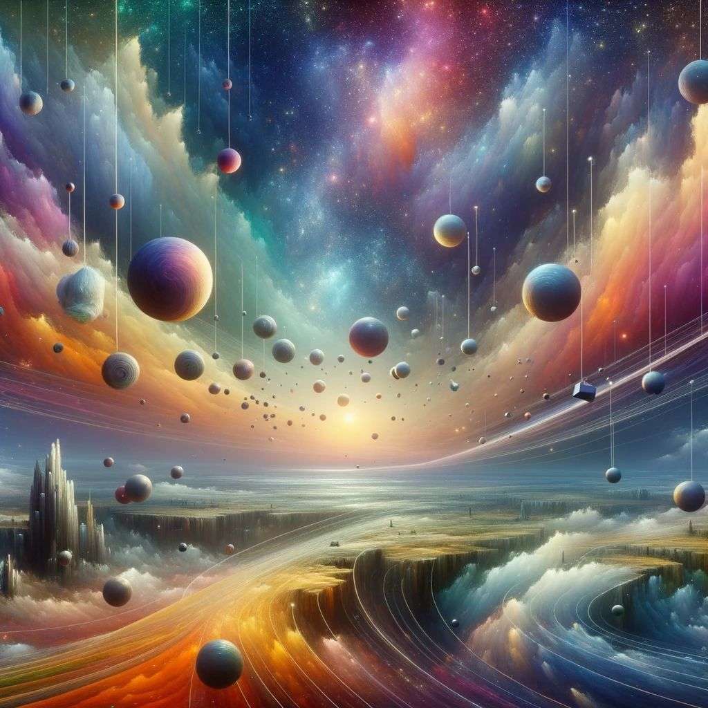 the discovery of gravity, digital painting, iridescent